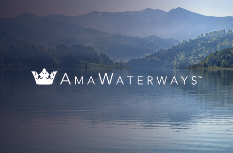 Logo Naviera Fluvial Amawaterways para cruceros por río con Mundomar Cruceros